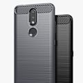 Miniatyrbild 9 av 10: Kolfiber Elastiskt Skyddsfodral för Nokia 2.4 - Svart