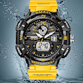 Miniatyrbild 4 av 4: Orange och röd analog digital watch för män Big Face Utomhussport Vattentät militärarmbandsur med datum Multifunktion Taktisk LED Army Stop