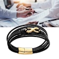Miniatyrbild 4 av 5: Multi Strand PU-armband rostfritt stål magnetiskt sugspänne Enkelt moderiktigt armband Smycken Guld