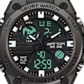 Miniatyrbild 5 av 5: Elektronisk watch för män Quartz Movement Dual Display Digital watch med självlysande ljusdatum för Student Svart