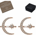 Miniatyrbild 3 av 3: Justerbara Cubic Zirconia Crescent Moon Star Ringar För tjejer Half Moon Star Ring, barn, gyllene