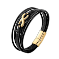 Miniatyrbild 1 av 5: Multi Strand PU-armband rostfritt stål magnetiskt sugspänne Enkelt moderiktigt armband Smycken Guld