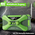 Pikkukuva 2 / 5: 2022 Aurinkoradio hätäradio kammella, 10000mAh kannettava kammen radio FM/AM/NOAA Dynamo radio 3 tilalla taskulamppu, lukulamppu, SOS-hälytys, W