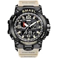 Miniatyrbild 2 av 5: Khaki och blå analog digital watch för män Big Face Utomhussport Vattentät militär armbandsur med datum Multifunktion Taktisk LED Army Stop