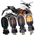 Miniatyrbild 1 av 5: 4st Motorcykel LED Blinkers E24 Godkänd 7 LED Micro Indicators 12V Universal 2835 SMD Mini Vattentät Bulb M8 för Cruiser Bobber Chopper S