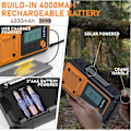 Miniatyrbild 3 av 5: Solradio, Bärbar Radio, Nödväder 4000mAh Handvevradio med FM/AM(MW)/SW/WBA Dynamoradio, med LED-ficklampa/SOS-alarm/USB-kabel för