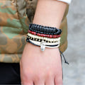 Miniatyrbild 5 av 5: Justerbar Mode Enkel Multilevel Retro Faux Feather Beaded Woven Wrist Armband Set