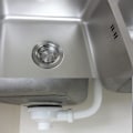 Miniatyrbillede 5 af 5: Universal afløb til stålvask med rektangulær og rund overløb, kurvtype vaskhul Ø90 mm, udløb 1 1/2\", standard rustfrit stål afløb med