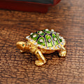Miniatyrbillede 1 af 5: Grøn Skildpadde Smykke Æske Med Hængsler, Krystalbesat Skildpadde Dyrefigurer Samleobjekt, Skildpaddeelsker Gave