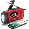 Miniatyrbild 1 av 4: Bärbar Solar Radio Nödradio Väder 2000mAh Handvev Radio med AM FM NOAA Dynamo Radio IPX3 Telefon Laddning med LED Ficklampa SOS Alarm U
