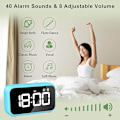 Miniatyrbild 5 av 5: LED digital väckarklocka med snooze-funktion, 2 larm, 12 24H USB uppladdningsbar spegelyta för kontor i sovrummet