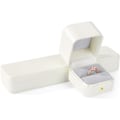Miniatyrbillede 3 af 5: Premium Læder Dobbelt Ring Æske til Bryllupsceremoni Forlovelsesring Bærer Par Ringe Holder Smykke Gaveæske