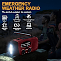 Miniatyrbild 2 av 4: Bärbar Solar Radio Nödradio Väder 2000mAh Handvev Radio med AM FM NOAA Dynamo Radio IPX3 Telefon Laddning med LED Ficklampa SOS Alarm U