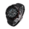 Miniatyrbild 2 av 5: Man Armbandsur Analog Digital Bakgrundsbelysning Dual Time Round Watch Svart