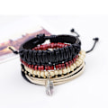Miniatyrbild 4 av 5: Justerbar Mode Enkel Multilevel Retro Faux Feather Beaded Woven Wrist Armband Set