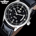 Miniatyrbild 2 av 4: Automatisk självuppdragande watch Date Black Leather Watch,vuxen,hane