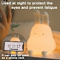 Miniatyrbild 5 av 5: Kaninlampa bordsdekor, skuren liten skrivbordsupphängbar dekor nattlampa, mjuk härlig kanin LED Squishy Light Up Bunny med kanintelefonstativ sänglampa