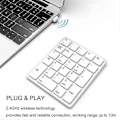 Miniatyrbilde 2 av 5: Trådløst numerisk tastatur 2,4 GHz trådløst oppladbart numerisk tastatur for bærbare datamaskiner, hvit