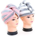 Miniatyrbillede 3 af 5: Hår tørrehætter 2 pak (Pink Grå & Hvid Grå) Mikrofiber Håndklæde