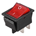 Miniatyrbillede 1 af 5: Rød lysende 4-benet DPST ON/OFF snap-in vippekontakt 16A 20A 250V AC