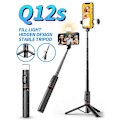 Miniatyrbillede 3 af 5: Q12 Trådløs Selfie Stick Multifunktionel Teleskopisk Roterbar Anti-shake Skridsikker Fotografering Bærbar Bluetooth-kompatibel Selfie Stick Mini Tripod A