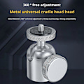 Miniatyrbild 2 av 5: Mini Kulled i Aluminiumlegering 360 Graders Roterbar 1/4 3/8-tums Skruv Metall LED Videolampa Mobiltelefon DSLR Kamera Monopod Stativ Huvudfäste Adapter C 3 8inch