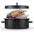 Miniatyrbilde 5 av 5: Dekket Rund Stekeform, Non-Stick Stekebrett Med Lokk Og Hylle, emaljert Grillpanne (24cm)