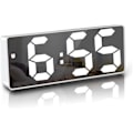 Miniatyrbild 2 av 4: Vit Digital Väckarklocka, 6,7\" LED-Spegel Digital Klocka Sängbord