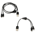 Miniatyrbilde 5 av 5: USB 2.0 Hann til Micro USB 2.0 Hann 1 til 2 Y Splitter Lader Datakabel Ledning 20cm
