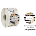 Miniatyrbillede 1 af 5: 500 stk/rulle Blomster Tak Stickers Scrapbooking Til Gaveæske Dagbog Dekoration Runde Stempel Stickers Citron Rose Blomster Etiketter