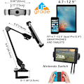 Miniatyrbilde 1 av 5: Hvit Tablettstativ, Solid Aluminium Armklips iPad Smartphone Pho