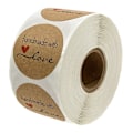 Miniatyrbillede 3 af 5: 1 Rulle med 500 stk. Runde Kraft Håndlavet med Kærlighed Klistermærker Adhesive Labels A&