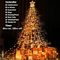 Miniatyrbillede 4 af 5: 317 LED Julelys Girlande, Diameter 32cm Stjernelys Gardin
