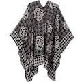 Miniatyrbilde 2 av 5: ##/Kvinners fasjonable blomstrete reversibel sjal kappe - Svart, Sjal S##/