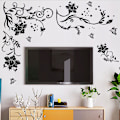 Miniatyrbild 5 av 5: 1 Set Väggdekaler Fjärilar Rankor Blomma Svart PVC Design Wa