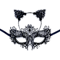 Miniatyrbillede 1 af 5: /#/1/#/(Sort) Halloween Dame Blonder Halvmaske med Katteører Hovedbånd C/#/