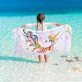 Miniatyrbilde 1 av 5: ##/Enhjørning Strandhåndkle - 70 x 150 cm Rosa Polyester Camping Håndklær f##/