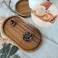 Miniatyrbild 2 av 5: Matningsfat Oval Form Stapelbar Trä Dessert Sushi Serveringsfat Köksartiklar A