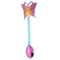 Miniatyrbilde 1 av 5: Regnbue Rustfritt Stål Kaffe Te Månekake Frukt Sommerfugl Skje Gaffel Bestikk 3 Spoon