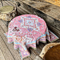 Miniatyrbilde 3 av 5: 1 Stykke 160x130cm Rutete Teppe Rosa Mønster Strikket Dekorert med