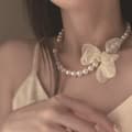Miniatyrbild 4 av 4: ##/Franskt vintage pärlchiffongblomman halsband##/