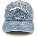 Miniatyrbild 3 av 5: Shark Broderad Bomullskeps med Tvättad Distressed Dad Hat