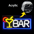 Miniatyrbillede 5 af 5: Bar Neon Lys Skilt Party Neon Vinglas Lampe Væghængt Bedr