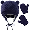 Miniatyrbillede 1 af 4: ##/Sæt med 2 strikkede hatte BABY hat ører fleece vinterhandsker##/