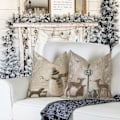 Miniatyrbilde 2 av 5: ##/Sett med 4 Juleelg Putesett - 45 x 45 cm Dekorativ Seng##/