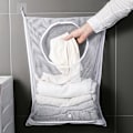 Miniatyrbillede 1 af 5: /#/Vasketøjspose i store mængder Vasketøjskurv Opbevaringspose Hængende Vasketøjsskab Opbevaringspose til badeværelse sovesale og skab (hvid)/#/