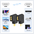 Miniatyrbild 3 av 5: 2-pack platt HDMI-adapter, 90 graders vinklad vertikal platt HDMI-adapter
