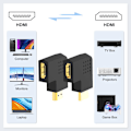 Pikkukuva 3 / 5: 4-pakkauksen litteä HDMI-sovitin, 90 asteen kulmassa oleva pystysuora litteä HDMI-sovitin