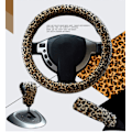Miniatyrbilde 1 av 5: 3 i 1 Myk Leopard Rattskinn Deksel Håndbrems Deksel