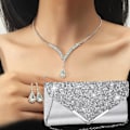 Miniatyrbillede 1 af 4: ##/Aftenspose Kvinder Glitter Kuvert Clutch Taske Halskæde Øreringe##/